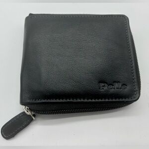 Pelle Men's Black Leather Zip Wallet